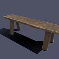 Sturdy Wooden Public Bench With Long Seat Simple Design And Natural Wood Grain
