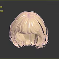 Blonde Curly Wig With Fringe Bangs On Smooth Reflective Surface