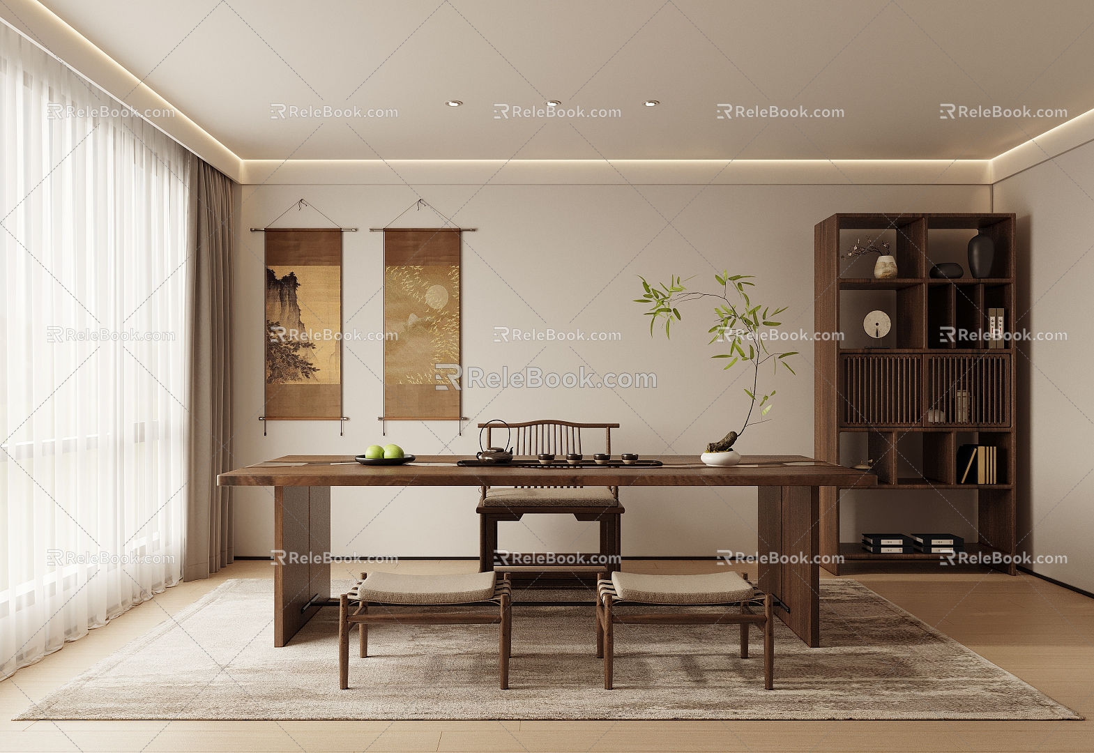 New Chinese Zen Tea Room Meeting Room 3d model