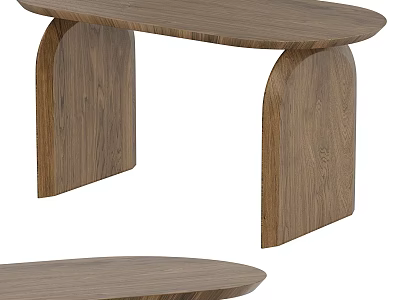 Modern Wooden Table With Curved Tabletop And Arch Shaped Legs Design 3d model