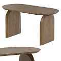 Modern Wooden Table With Curved Tabletop And Arch Shaped Legs Design