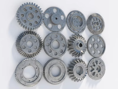 Collection Of Metal Gears In Different Sizes For Industrial Mechanical Applications 3d model