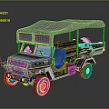 Off Road Utility Vehicle With Canvas Canopy Open Top Large Tires And Front Lights