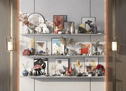 New Chinese-style Ornaments Combination Decorative Ornaments 3d model