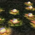 Multiple Dome Shaped Guesthouses Lit Up On Grassland Natural Setting