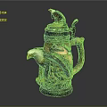 Hand Carved Eagle Sculpture Beer Stein With Landscape Design And Decorative Handle