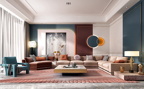 Light Luxury Living Room Living Room Sofa Combination 3d model