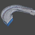 Industrial Factory Building With Concrete Walls Blue Doors And Grid Patterned Ground Surface