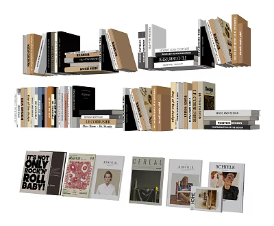 Books and Magazines Collection Featuring Various Cover Designs Stacked in 3d model
