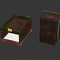 Wooden Tray Table And Cabinet With Door Featuring Simple Design Wood Grain And Decorative Detail