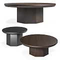 Round Coffee Tables With Wooden And Metal Frames In Dark Brown And Black