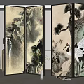 New Chinese Style Screen Partition 3d model