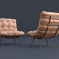 Beige Padded Lounge Chairs With Modern Metal Legs And Comfortable Design