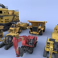 Various Functional Utility Vehicles Models Including Excavators Dump Trucks And Loaders 3d model