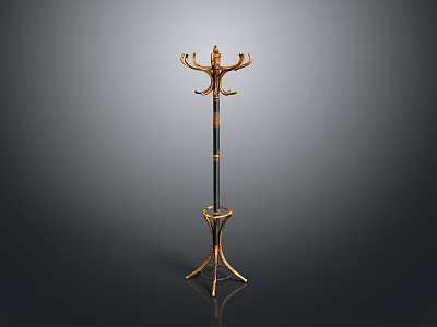 Elegant Gold And Black Coat Rack With Multiple Hooks And Circular Base Ornate Design Style 3d model