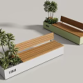 Modern Wooden Outdoor Bench With Integrated Planter Box For Courtyard Park And Public Leisure Areas