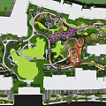Urban Park Landscape Design With Curved Pathways Green Lawns And Flower Beds
