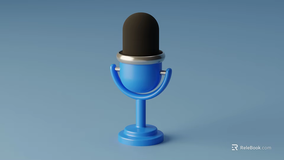 Blue Headphones Speakers With Black Top Silver Ring And Stand Base Design 3d model 