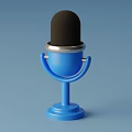 Blue Headphones Speakers With Black Top Silver Ring And Stand Base Design