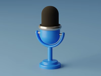 Blue Headphones Speakers With Black Top Silver Ring And Stand Base Design 3d model
