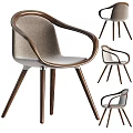 Stylish Modern Leisure Chair With Wooden Armrest And Comfortable Fabric Cushion