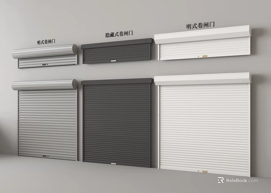 Various Styles of Security Rolling Shutter Doors Including European and Electric Types 3d model 