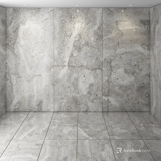 Concrete Wall And Tile Floor With Textured Surface In Modern Interior Space 3d model