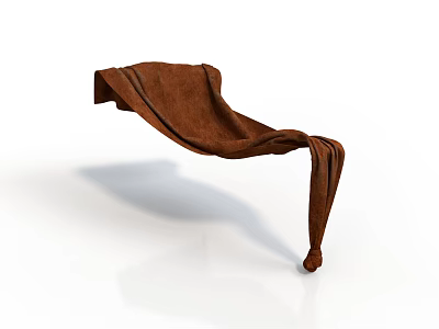 Brown Fabric Chair With Curved Structure And Wrinkled Design On White Background 3d model