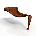 Brown Fabric Chair With Curved Structure And Wrinkled Design On White Background