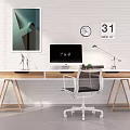 Modern desk and chair computer desk and chair combination 3d model