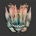 Intricate Woman Sculpture With Colorful Pastel Headpiece And Artistic Fantasy Upper Body