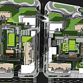 Modern High Rise Residential Complex Design With Green Spaces And Roads Layout