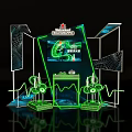 Modern Heineken Window Display With Green Lighting And Geometric Structures 3d model