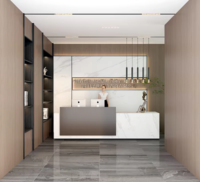 Modern Front Desk Front Desk Background Wall 3d model