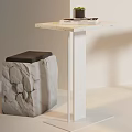 Modern Marble Table and Stool Set with White Black Legs Beige Wall JAONS Sign