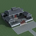 Traditional Chinese Ancient Architecture With Gray Tiled Roof White Walls And Red Wooden Door