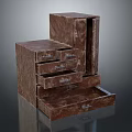 Modern Dark Brown Wooden Chest Of Drawers With Multiple Drawers And Open Compartment