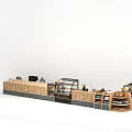 Wooden Display Shelving Unit With Glass Showcase And Tiered Product Racks