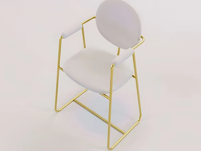 Modern Leisure Accent Chair With White Cushioned Seat And Gold Metal Frame 3d model