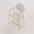 Modern Leisure Accent Chair With White Cushioned Seat And Gold Metal Frame