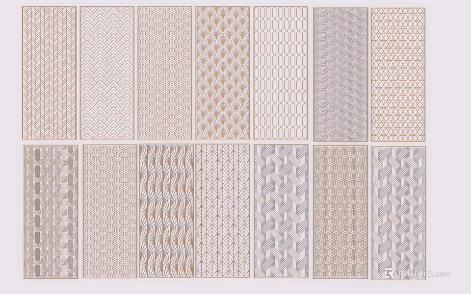 Decorative Room Dividers Featuring Various Patterns In Neutral Tones for Interior Design 3d model