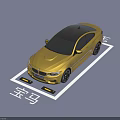 Yellow BMW Sports Car Parked in Parking Space with BMW Text