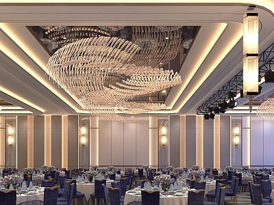 Modern Banquet Hall Hotel Banquet 3d model