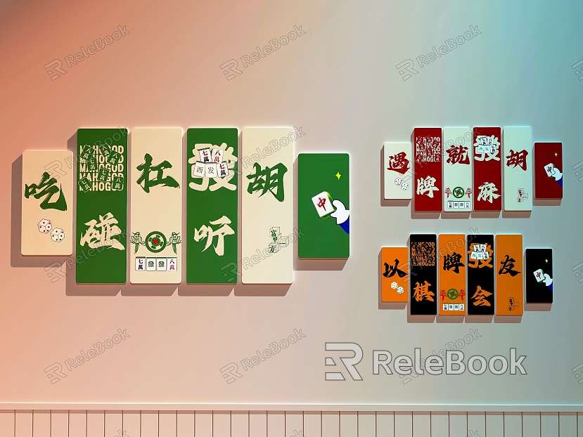 Chess and card room decorative painting Chess and card room punch area National tide decorative painting Mahjong hall decorative painting model