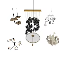 Modern Chandeliers Featuring Various Geometric Shapes In Black And Silver 3d model