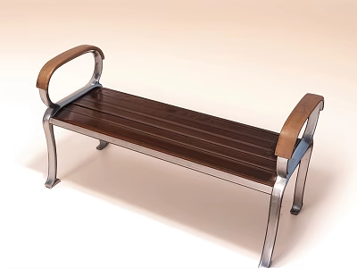 Modern Leisure Chair Featuring Wooden Seat Brown Armrests And Metal Frame 3d model