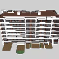 Modern Multi Floor Residential Building With White Exterior Balconies And Landscaped Garden