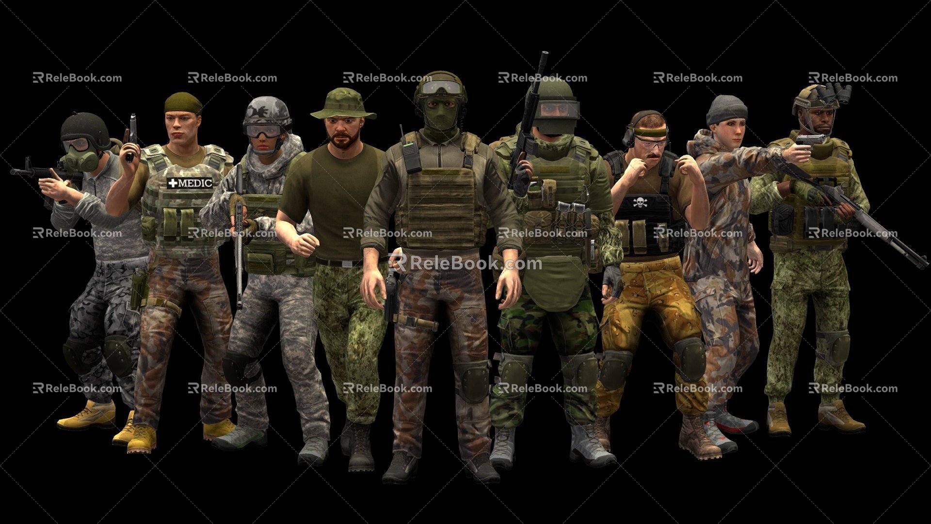 Military role multiplayer 3d model