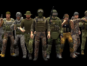 Military role multiplayer 3d model