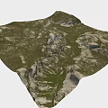 Natural Garden Landscape With Lush Green Grassland And Rocky Hill Terrain